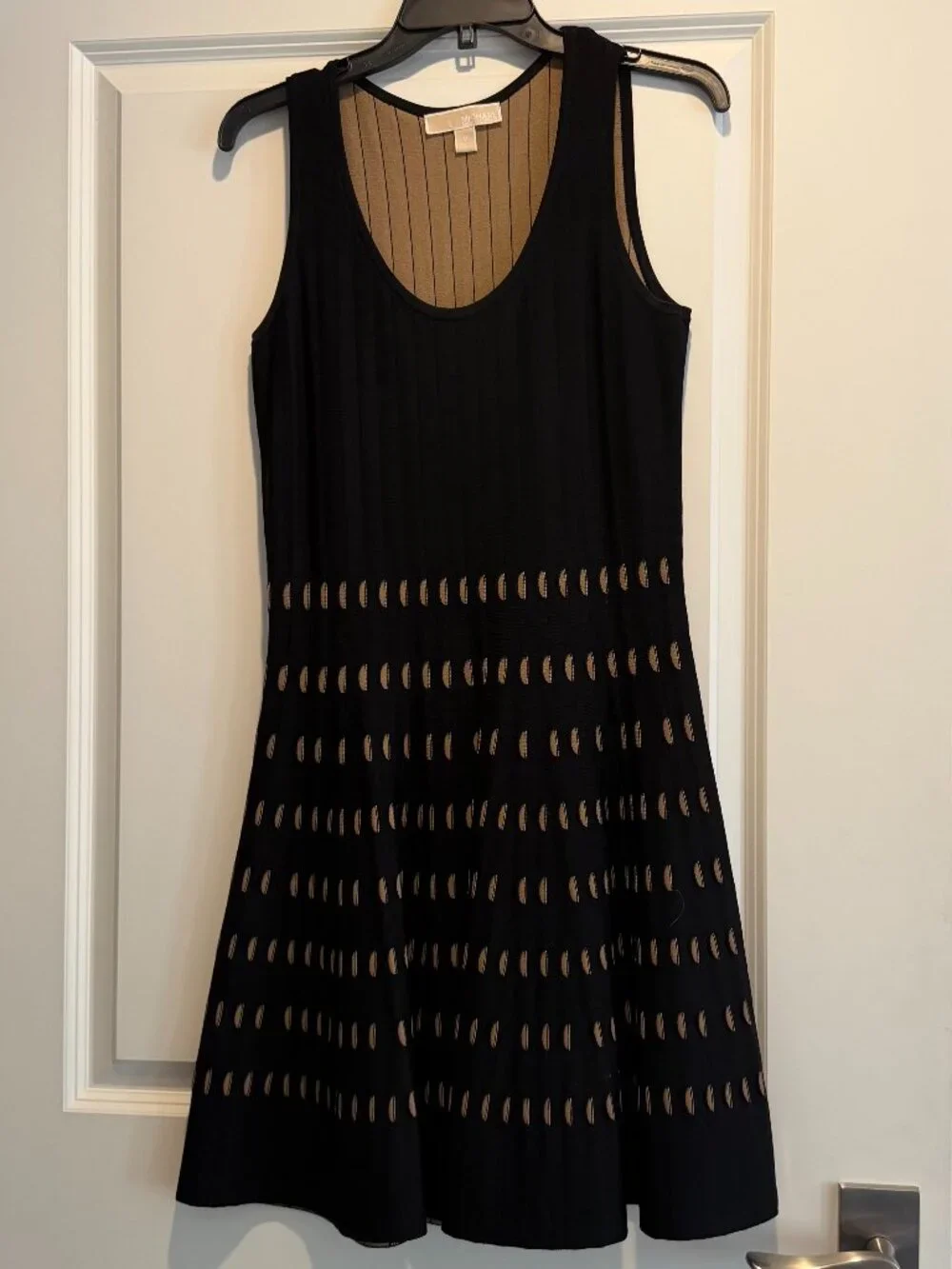 Michael Michael Kors Black Ribbed Knit Cutout Fit & Flare Dress  Size M